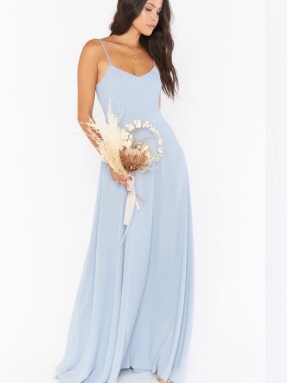 Show Me Your Mumu | Faith Blue Chiffon Bridesmaid Maxi Gown Dress Blue Sz Small
